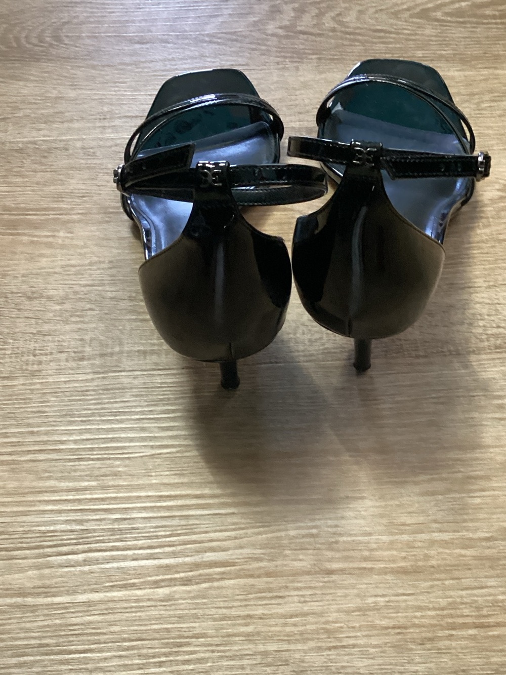 Sam Edelman Black Patent Square-Toe Ankle-Strap Heels - Picture 5 of 10